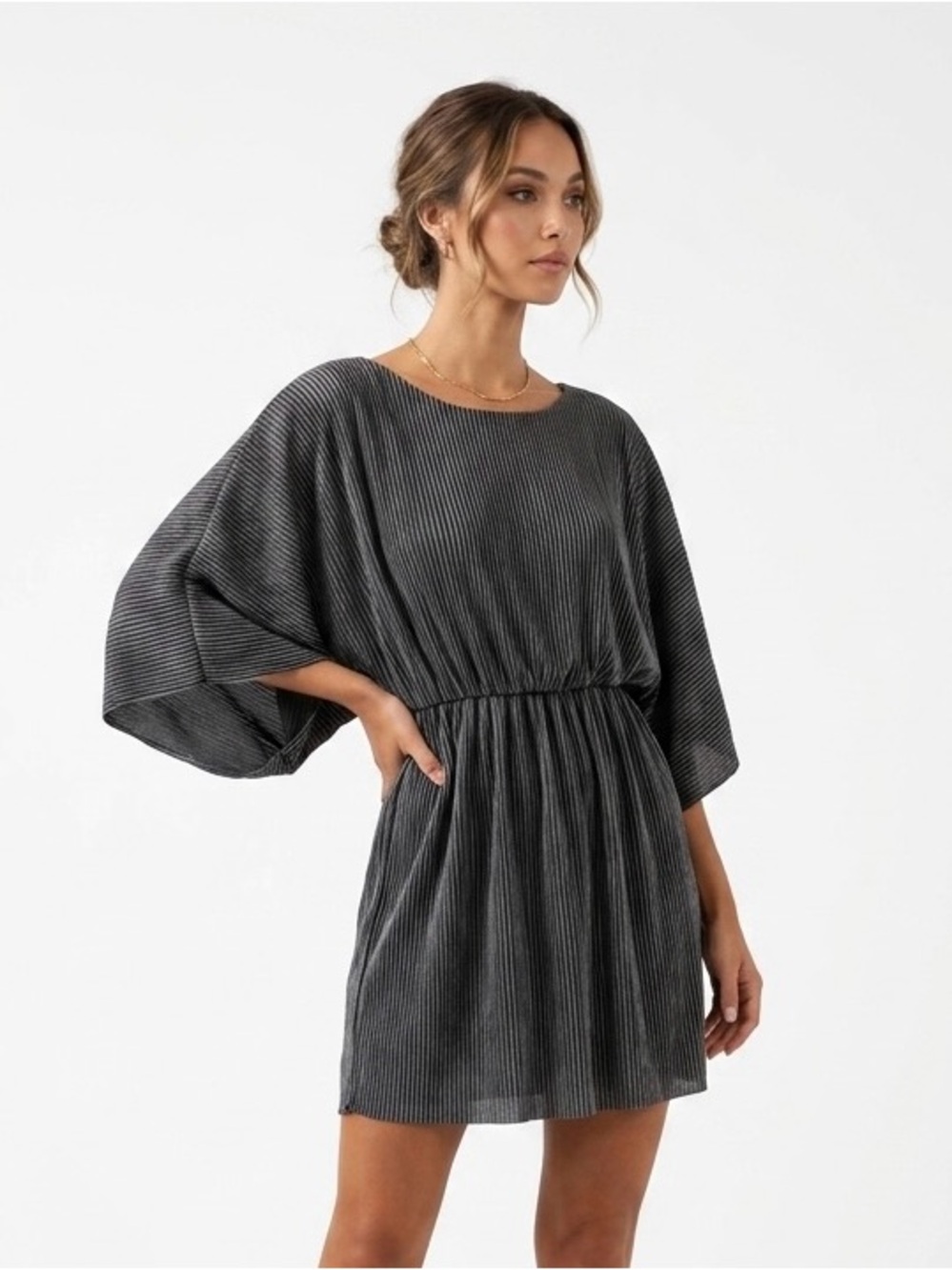 Pink Owl Charcoal Ribbed Mini Dress